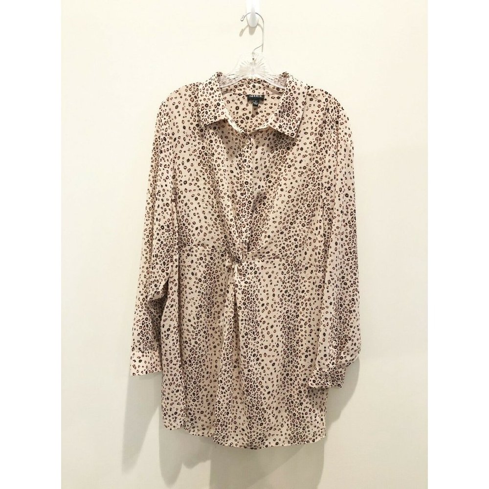 Torrid Size 1 Long sleeve pullover leopard print sheer top with surplice bottom